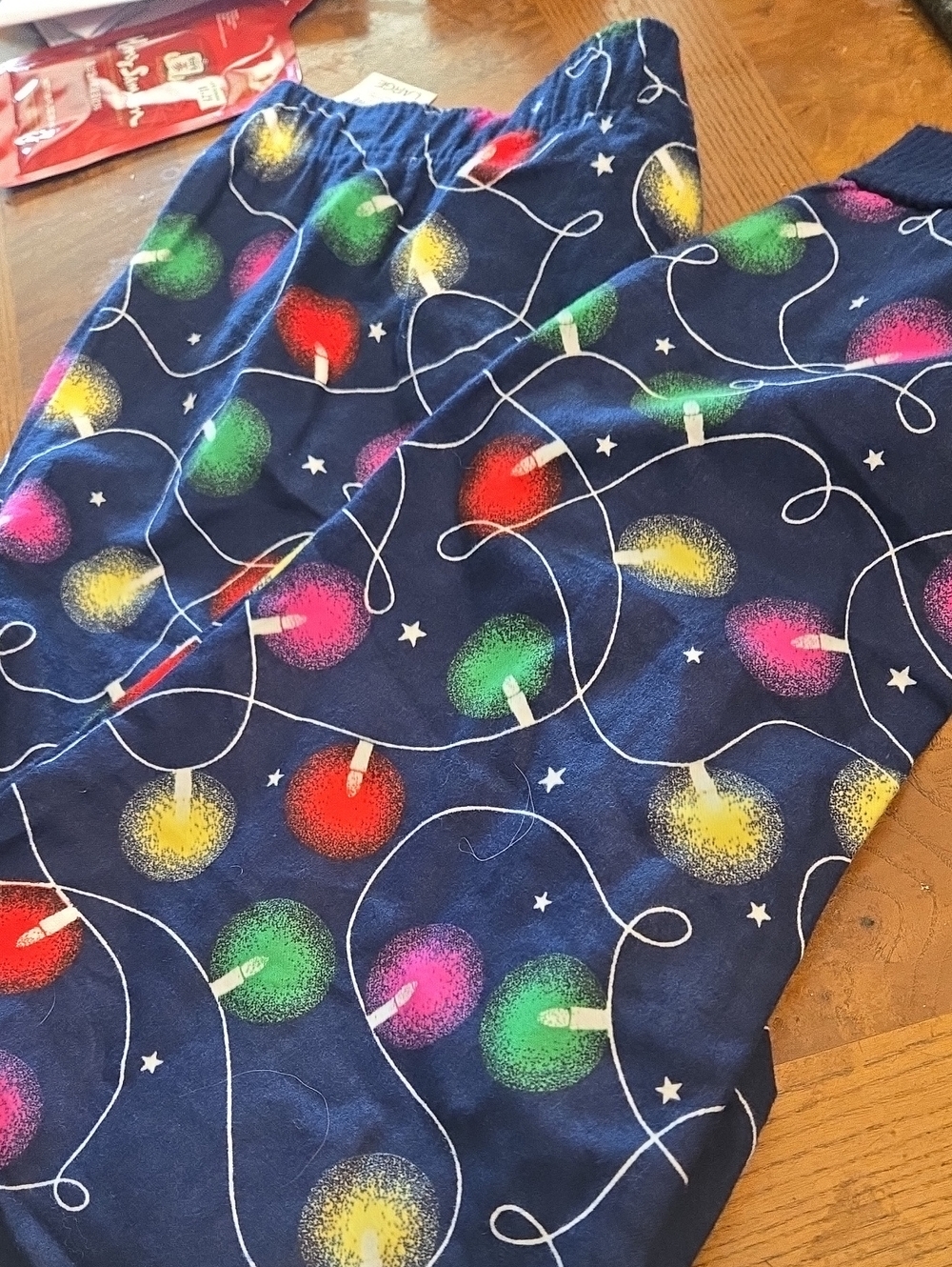 Jenni Navy Blue Pajama Pants with Colorful Light Bulb Print NWT